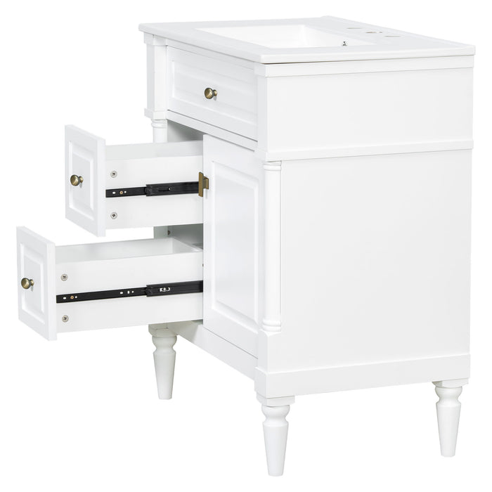 Modern Bathroom Vanity With Sink, Freestanding Cabinet With Flip Drawer & Adjustable Shelf