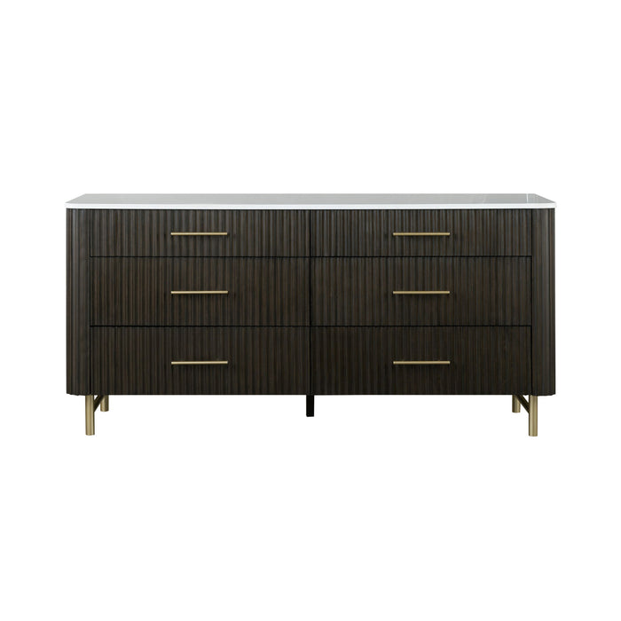Clayten - Dresser - Espresso / White Marble