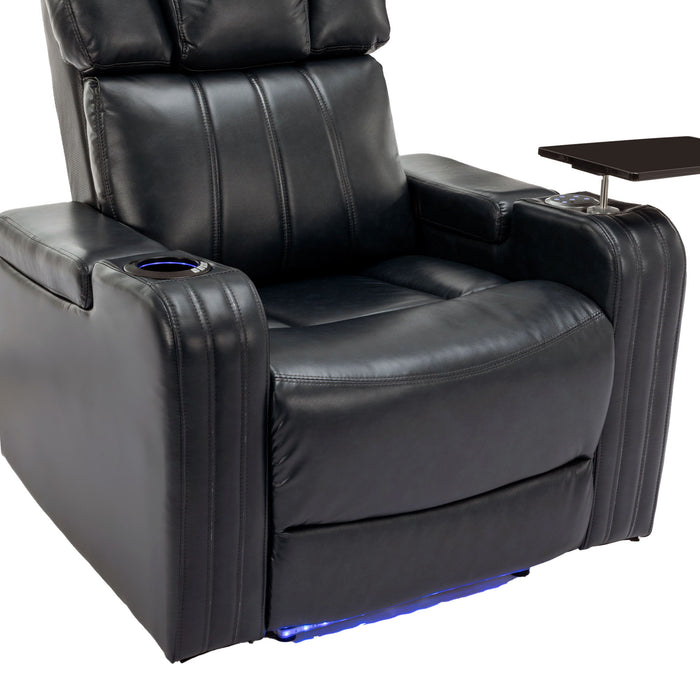 Power Recliner Theater Chair With Cooling Cup Holder, Bluetooth Speaker, LED Lights, USB Ports