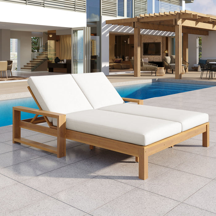 Outdoor Double Lounge Chair With 5 Position Adjustable Backrest