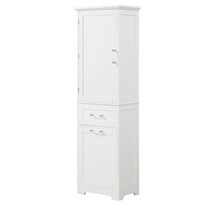 Tall Freestanding Bathroom Storage Cabinet With Adjustable Shelf And 2 Drawers
