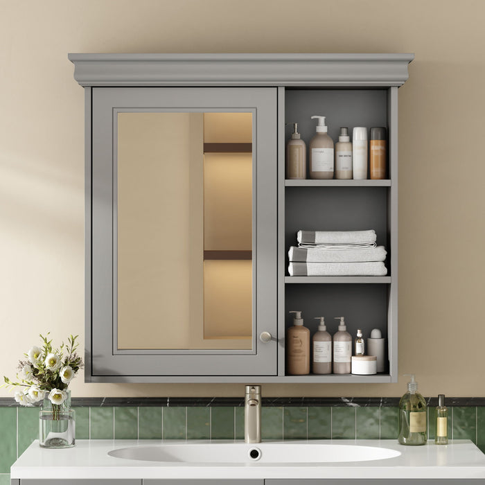 Wall Mounted Bathroom Medicine Cabinet With Mirror And Adjustable Storage With Soft Close Hinges