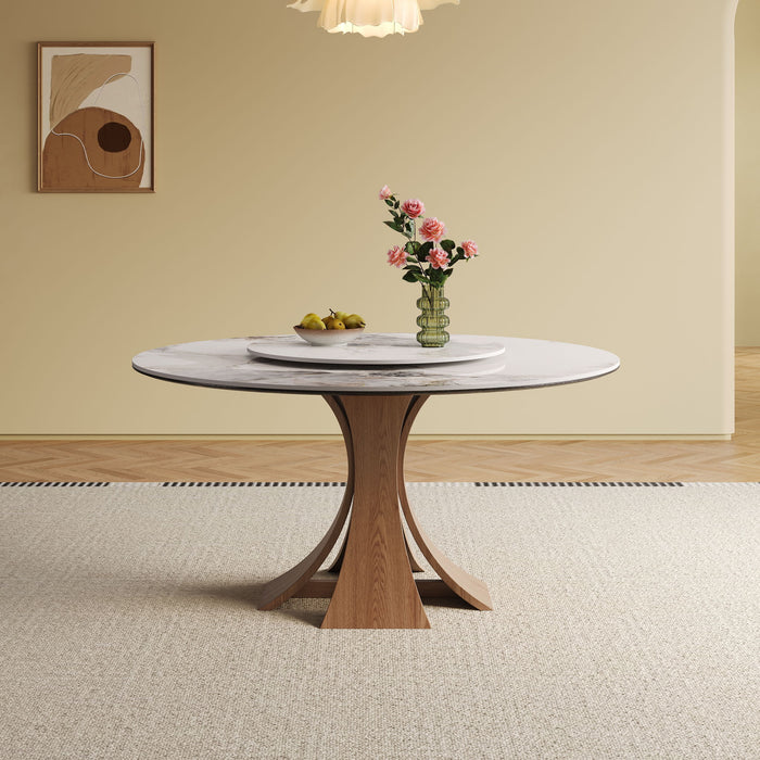 Dining Table Set With Wooden Base