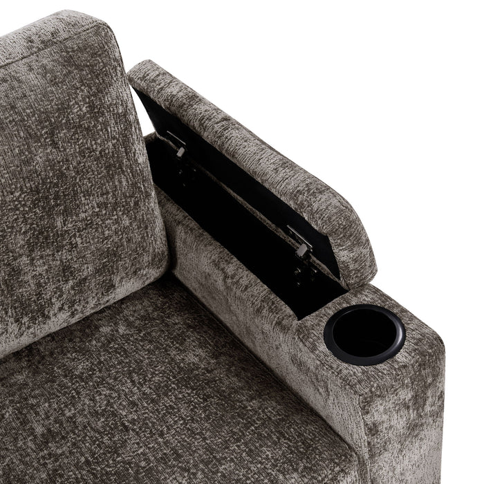 Pull Out Sofa Bed Loveseat With Twin Mattress, Cup Holders And Arm Storage