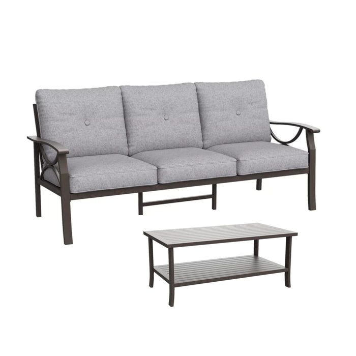 Patio Furniture Set, Coffee Table And Cushions For Backyard
