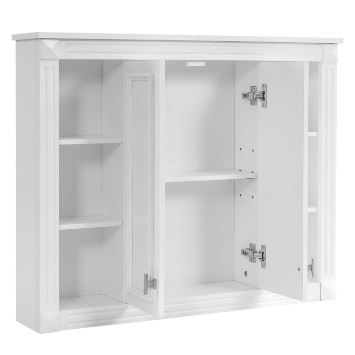 Wall-Mounted Medicine Cabinet With Adjustable Shelf, Soft-Closing Hinges - White