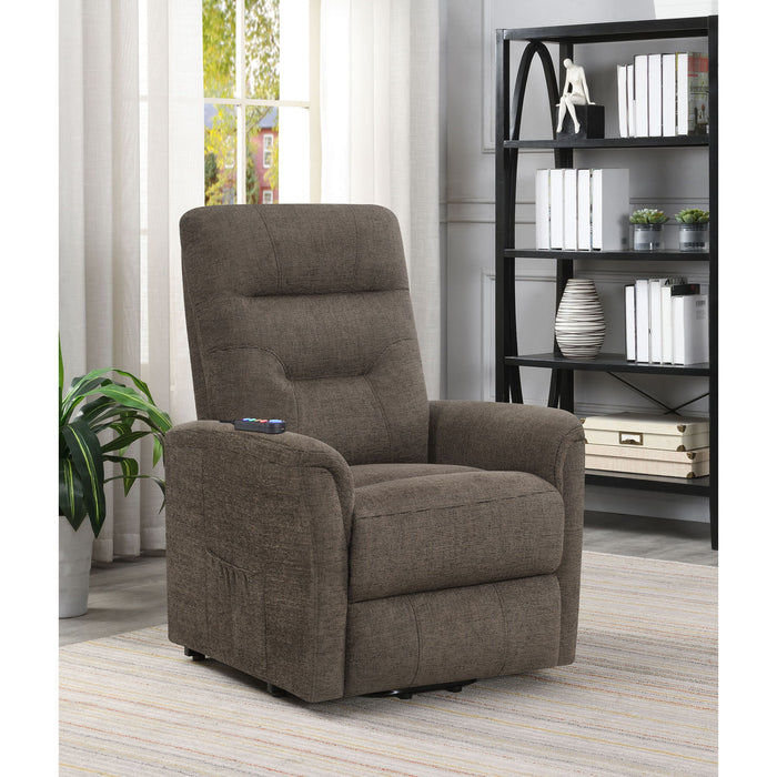 Parker - Upholstered Power Massage Chair With Heat And Massage Functions - Brown