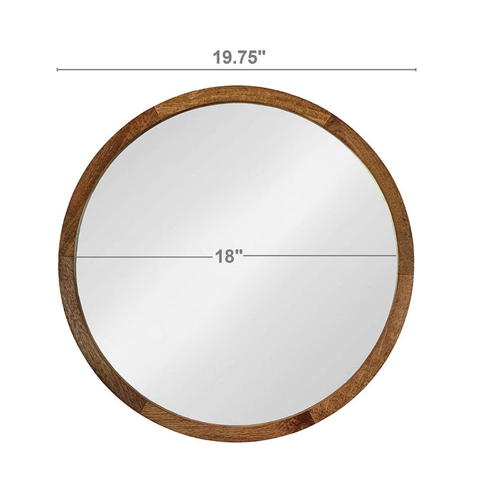 Circle Wall Mirror With Wooden Frame, Wall Mirror For Living Room