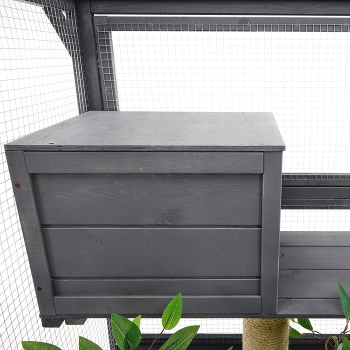 Outdoor Cat House, Diy Cat Enclosure Catio With Double Enter Doors