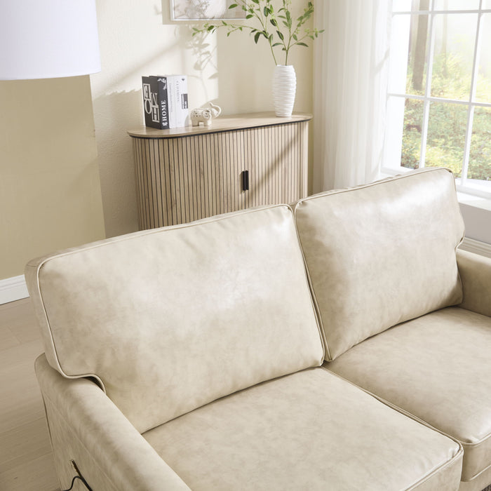 Mid Century Modern Loveseat Sofa With USB Ports, Removable Pillow Cover