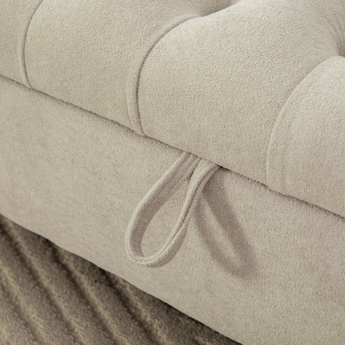 Napped Storage Bench With Rolled Armrest - Griege