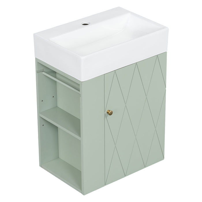 Modern Bathroom Vanity With Sink, Diamond Pattern Doors