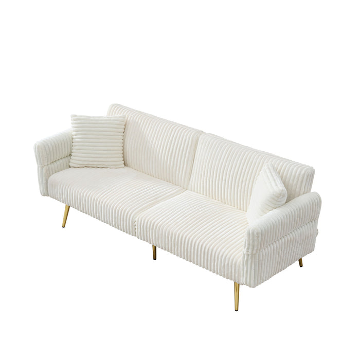 Luxury Corduroy Foldable Double Sofa Bed With Folding Armrests