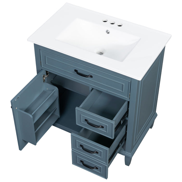Bathroom Vanity With Sink Top, Flip Drawers, Adjustable Shelf