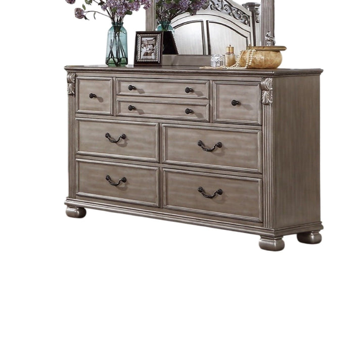 Dresser And Mirror - Antique Silver