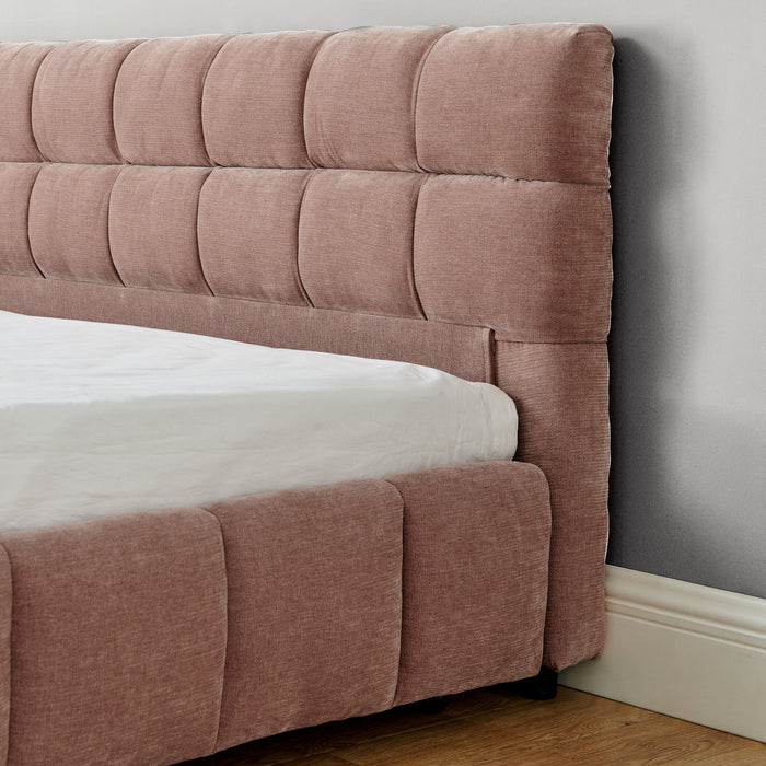 Modern Platform Bed Frame With Thick Chenille Fabric
