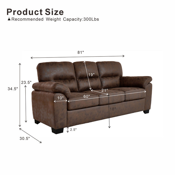 3 Seater Sofa With Padded Armrests And Triangular Leg
