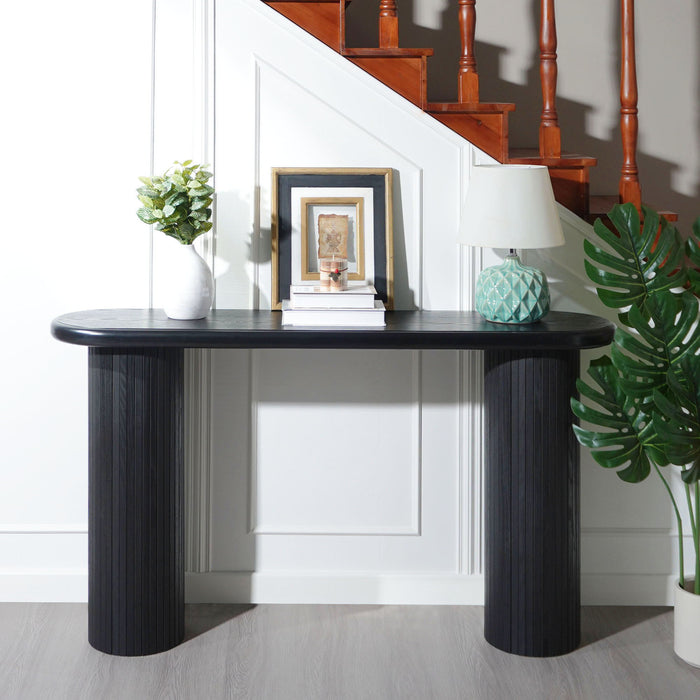 Fluted Cylinder Console Table - Black