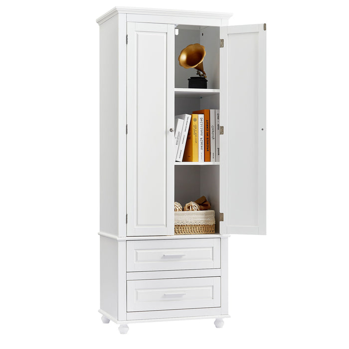 Tall Storage Cabinet With 2 Drawers For Bathroom