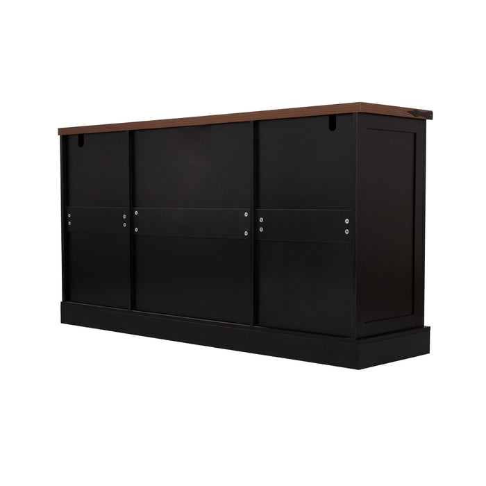 Barn Door Storage Cabinet With 2 Drawers & Door Rack, Adjustable Shelves