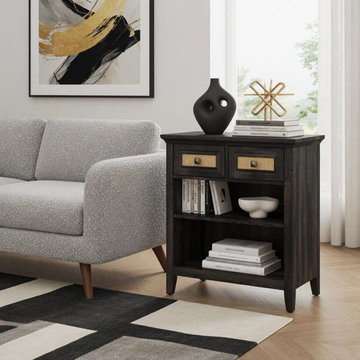 Storage Cabinet With 2 Drawers And 2 Shelves - Coffee