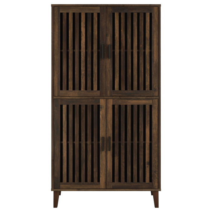 Sakai - 4 Door Tall Accent Cabinet With Slatted Doors - Brown