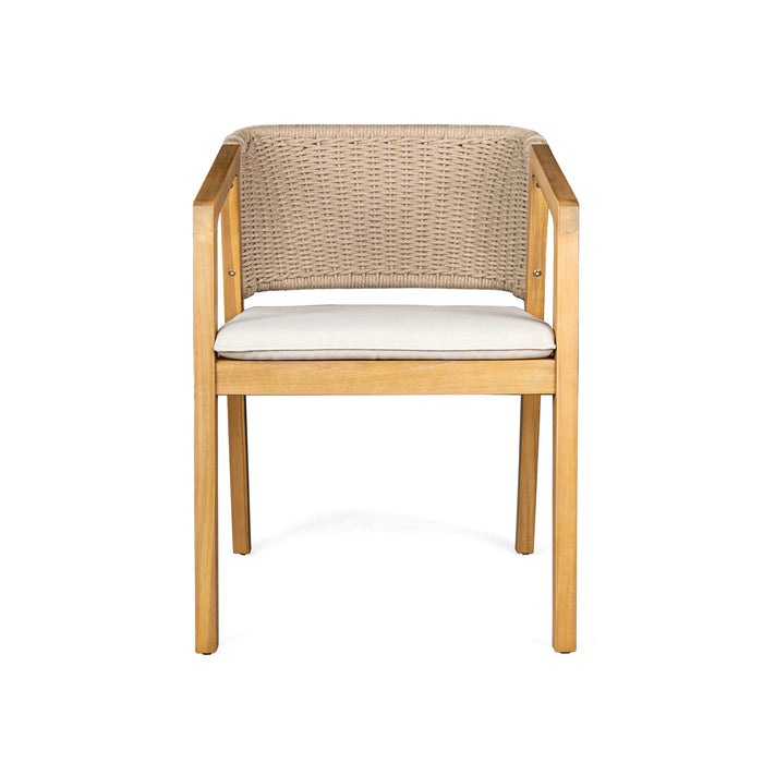 7 Piece Outdoor Dining Set With Table And 6 Chairs - Beige / Brown Mix / Light Teak / Teak