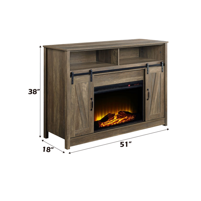 Tobias - Fireplace With Shelf Storage - Oak