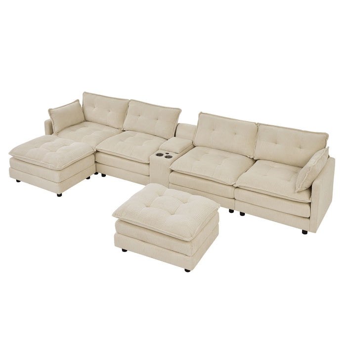 Oversized Modular Sectional Sofa With Multi Functional Console