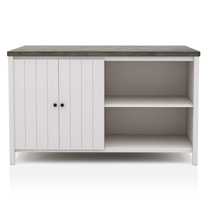 Counter Height Dining Table With Storage Cabinet Base - Dark Gray / Off White / Off White / Gray