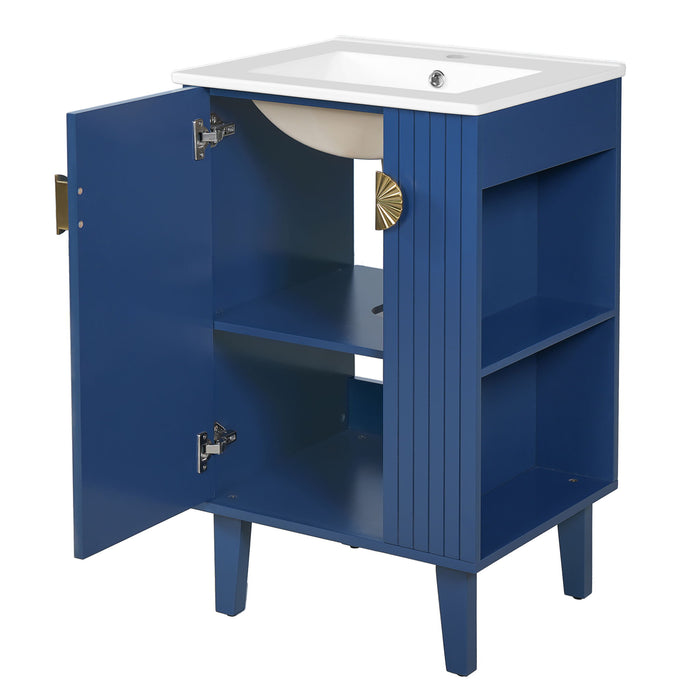 Bathroom Vanity With Sink, Soft-Close Door, Half-Moon Pulls
