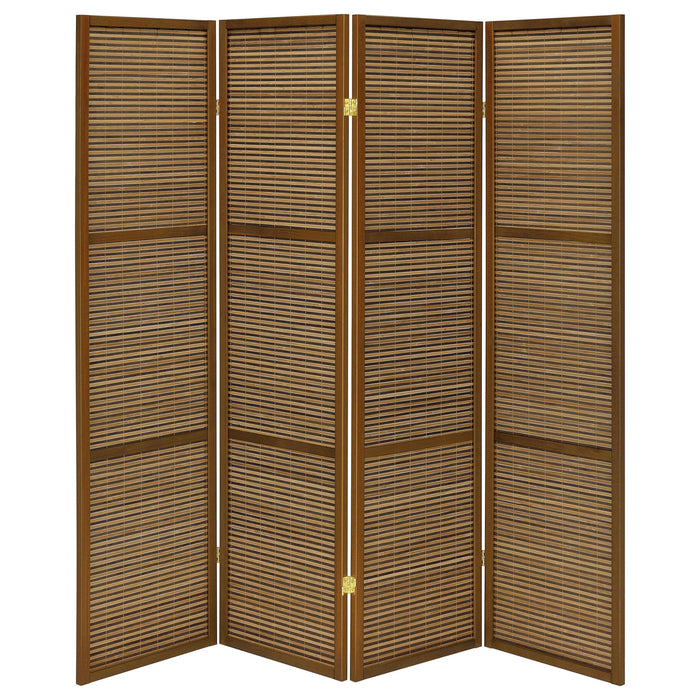 Kenabi - 4 Panel Room Divider Folding Screen - Walnut