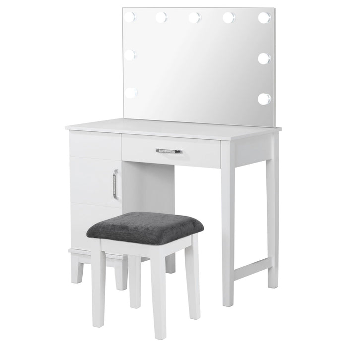 Elijah - Vanity Set With Lighting And Stool - White