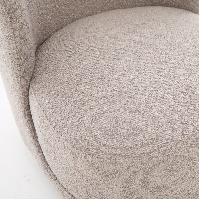 Curved Back Swivel Lounge Chair With Rotating Base For Home - Gray