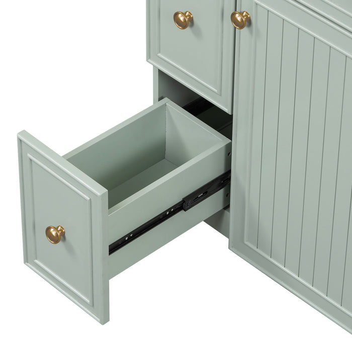 Transitional Style Bathroom Vanity Cabinet With Ceramic Sink