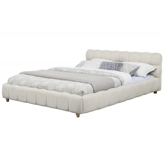 Queen Size Upholstered Platform Bed Frame - Beige