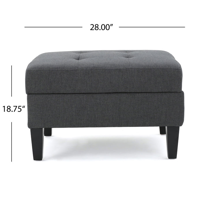 Storage Ottoman With Birch Wood Legs And Cushioned Top For Comfort