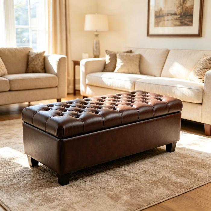 Storage Ottoman Bench With Safety Hinges