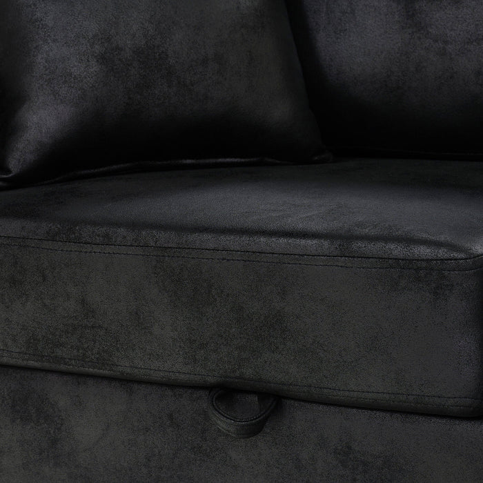 Upholstered Sectional With Pull-Out Bed And Chaise Storage