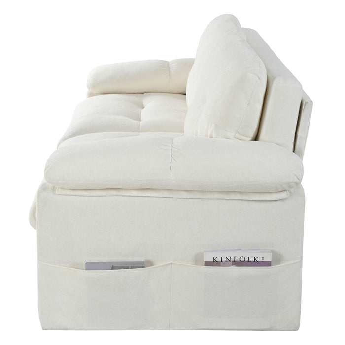 Convertible Pull Out Sofa Bed Queen Size, 3 In 1 With Side Storage