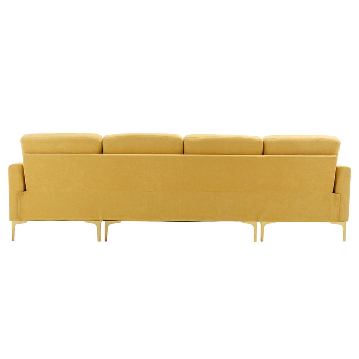 Modern L - Shape Convertible Sectional Sofa With Movable Ottoman