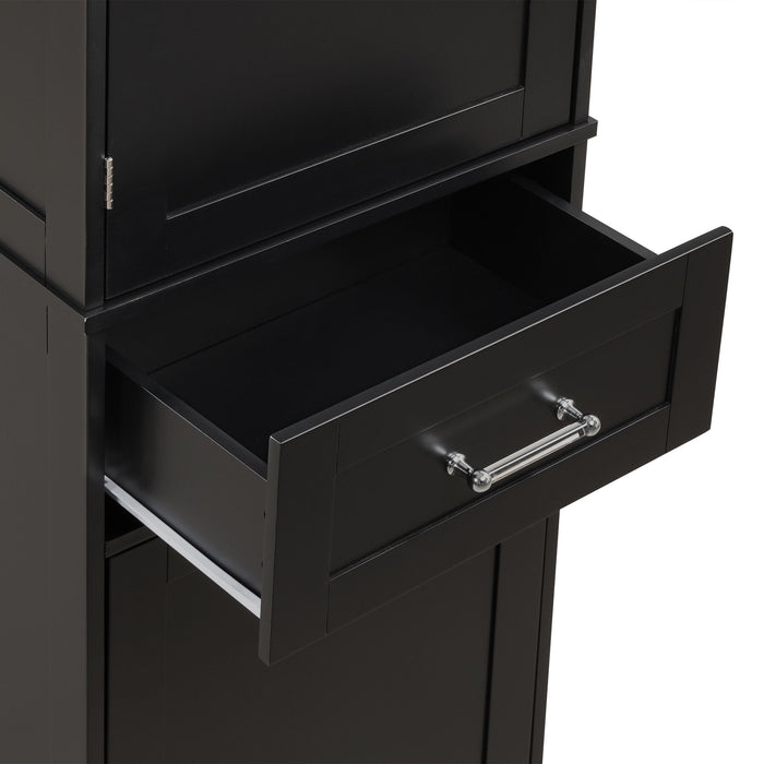 Tall Freestanding Bathroom Storage Cabinet With Adjustable Shelf And 2 Drawers
