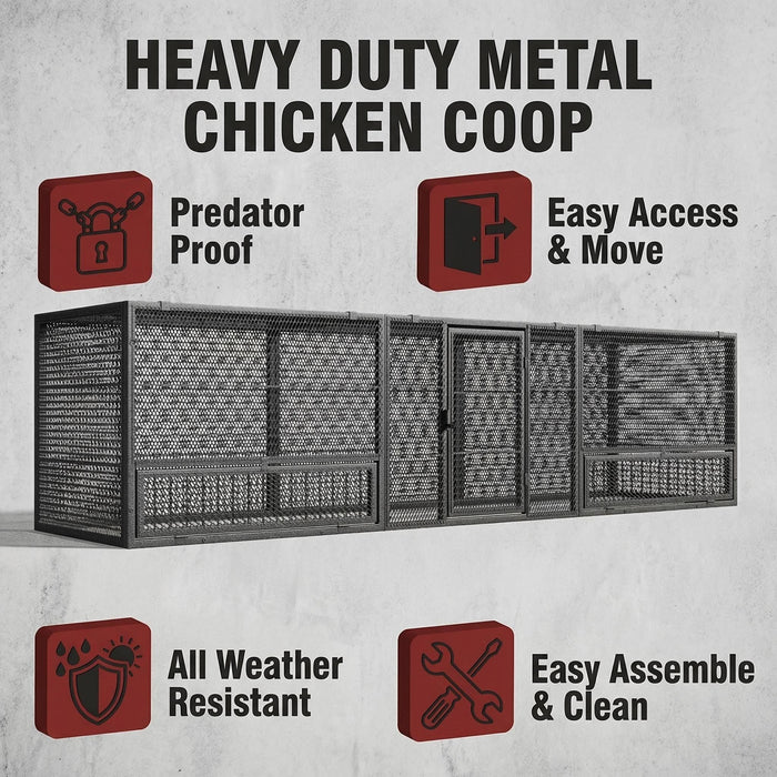 Thickened Chicken Coop For Outdoor - Black / Silver