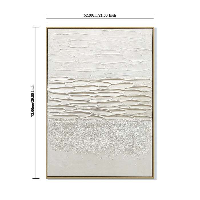 Framed Abstract Wall Art, Thick Textured Canvas Painting With Stone Accents (Set of 2) - Antique White