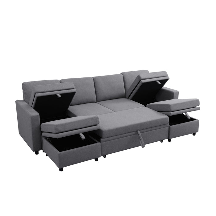 Extra Wide U - Shape Convertible Sleeper Sofa Bed With Dual Storage Ottoman