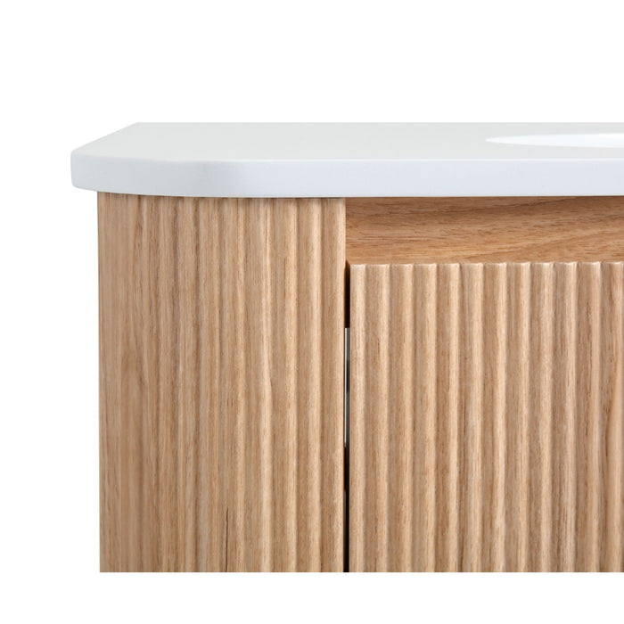 Arcora - Wall Mounted Bathroom Vanity With Curved Design - Natural Wood
