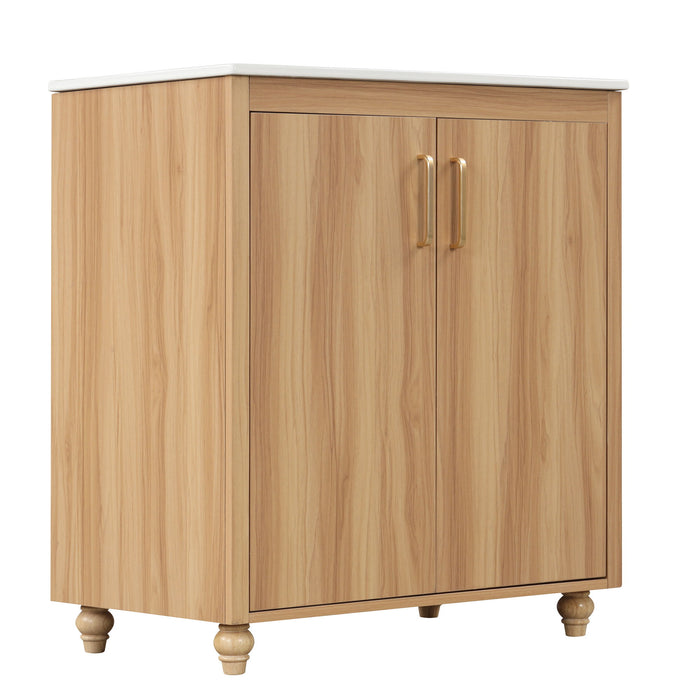 30" Bathroom Vanity With Sink, Cabinet With Doors And Drawer, Rectangular Shape - Natural