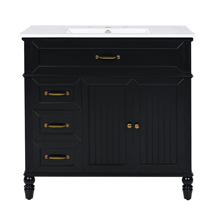 Bathroom Vanity With Sink, 2 Doors 2 Drawers, Freestanding Design