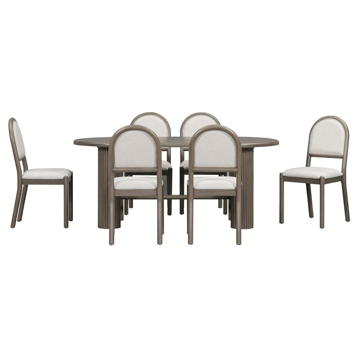 Oval Dining Table Set For 6 With 6 Upholstered Chairs