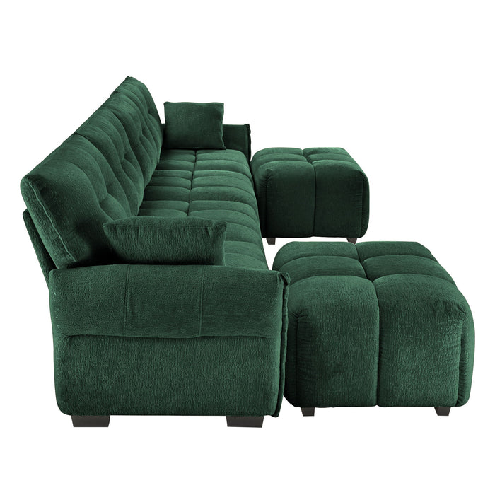 Sofa Set With Ottoman And Pillows, Textured, High Resilience Cushions